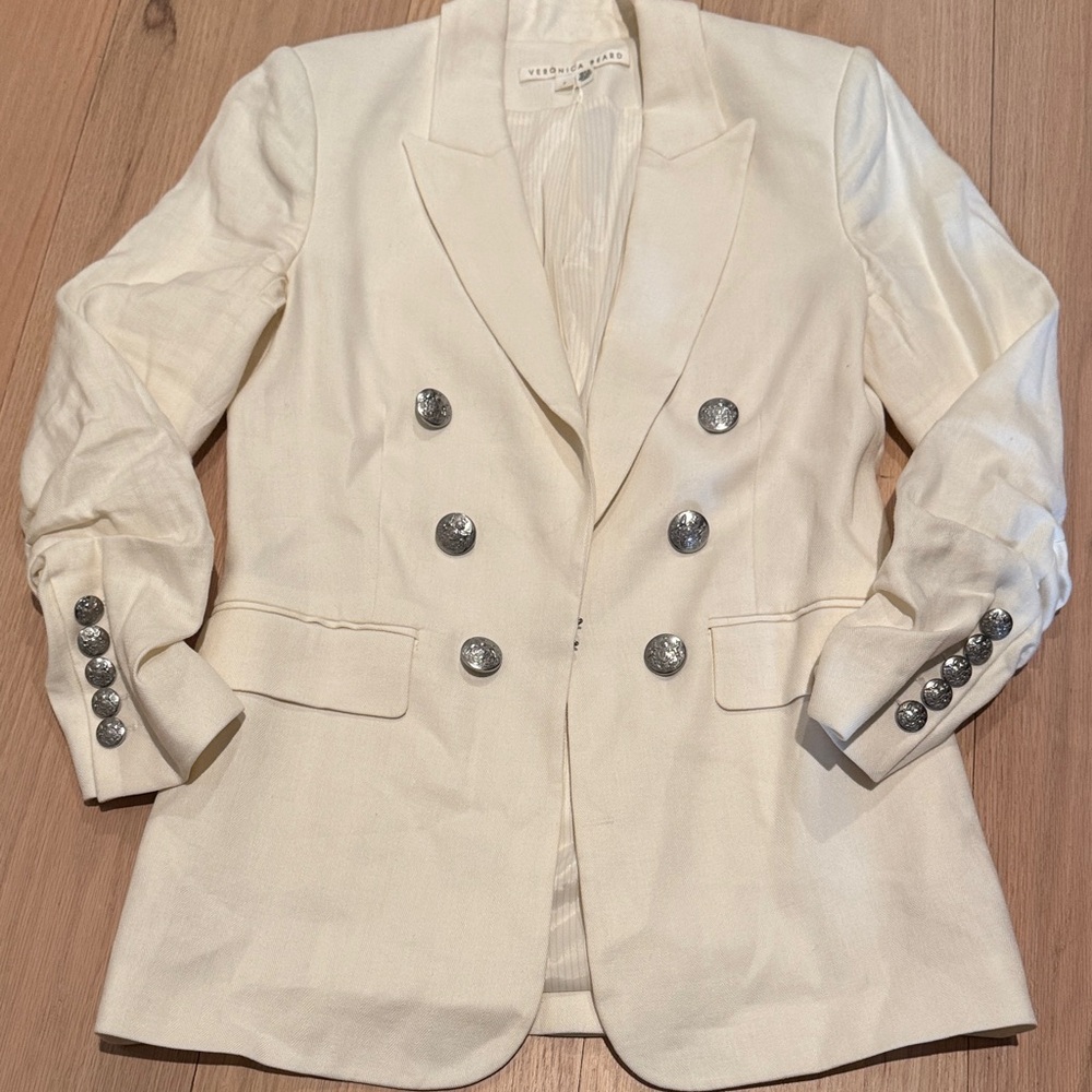 Veronica Beard Beacon Cream/Ivory Double-Breasted Blazer Size 2 - Picture 4 of 7